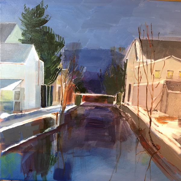 OLD CANAL AT TWILIGHT by Anita Shrager - 20 x 20 in., o/c • SOLD