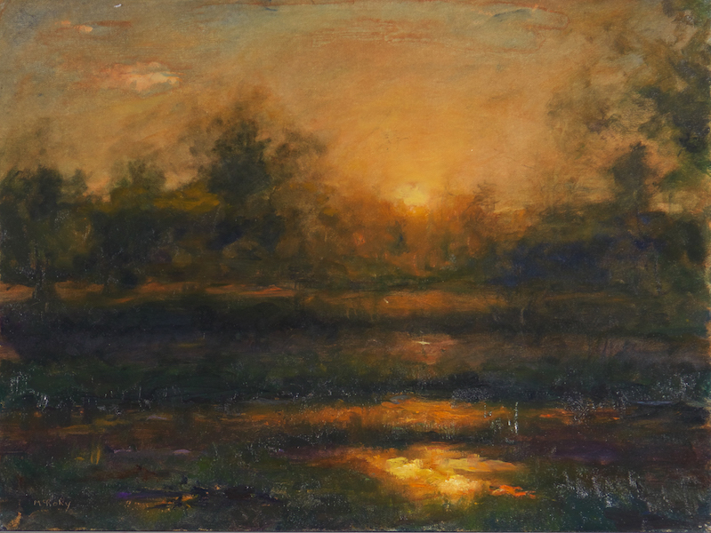 SUNSET AT POND by Desmond McRory - 18 x 24 in., o/b • SOLD