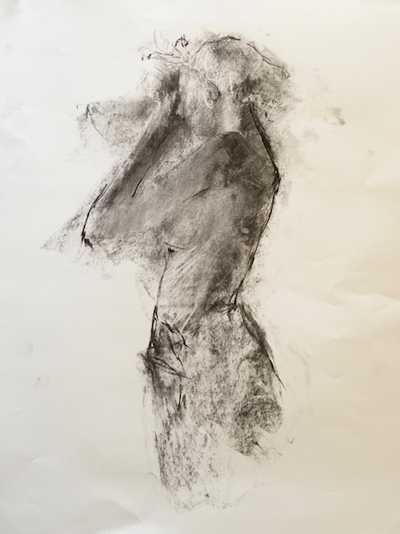 CONTEMPLATION by David Stier - 22 x 14 in., charcoal on paper • $1,800
