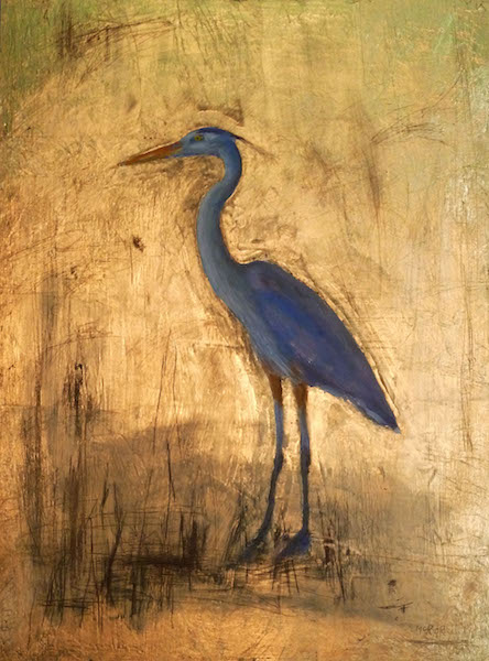 HERON GOLD by Desmond McRory - 24 x 18 in., oil & gold leaf on board • SOLD