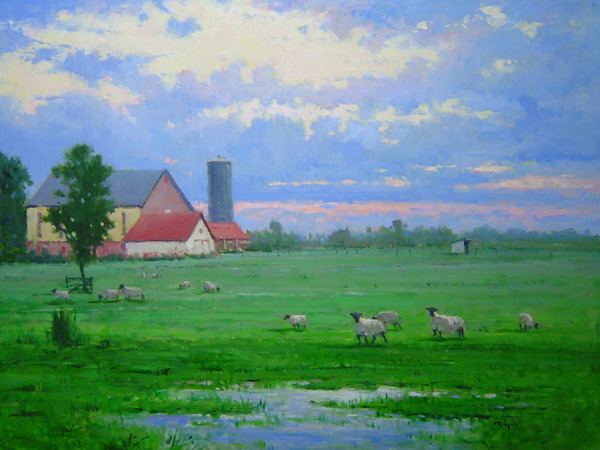 PEACEFUL MORNING PASTURE by Jim Rodgers - 30 x 40 in., o/b • $11,000