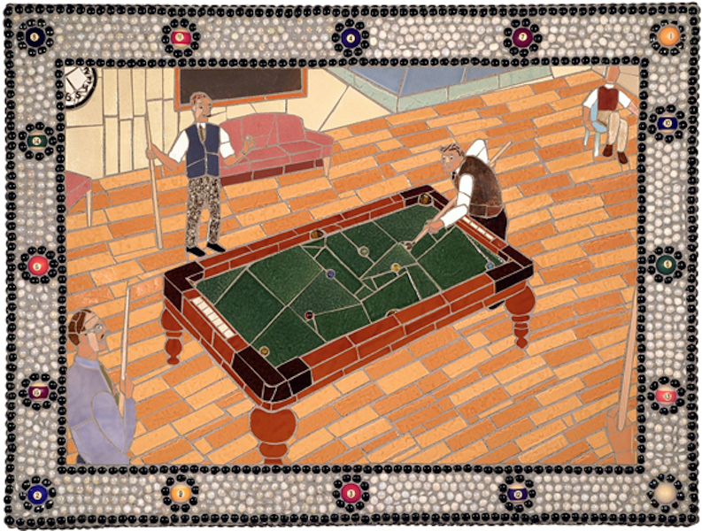 SIDE POCKET by Jonathan Mandell - 36 x 48 x 3 wall mosaic • $9,500