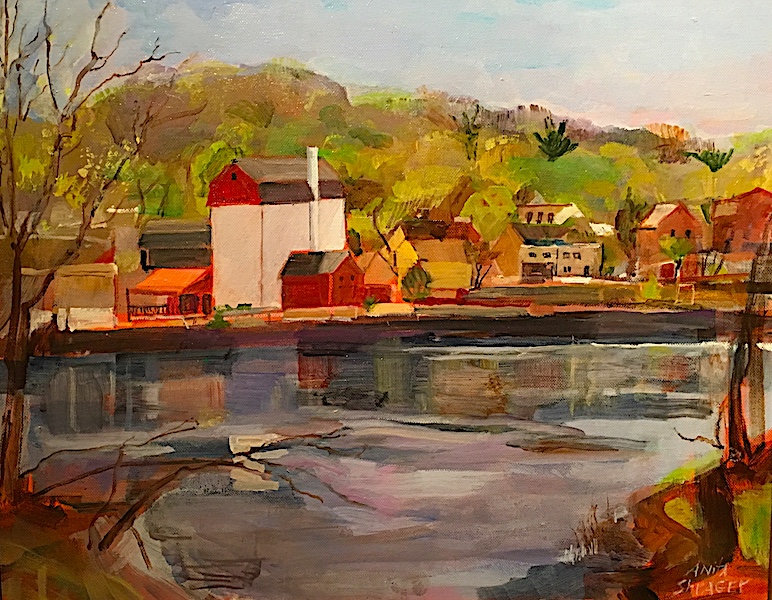 VIEW FROM SWAN CREEK (PLAYHOUSE) by Anita Shrager - 16 x 20 in., o/c • $3,200