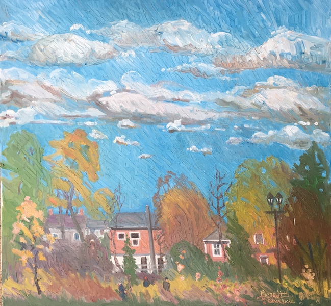 VIEW OF LAHASKA ANTIQUE COURT by Joseph Barrett - 30 x 32 in., o/c • $10,900
