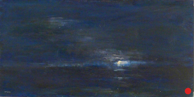 LIGHTNING AT SEA by Desmond McRory - 12 x 24 in., oil on board • SOLD