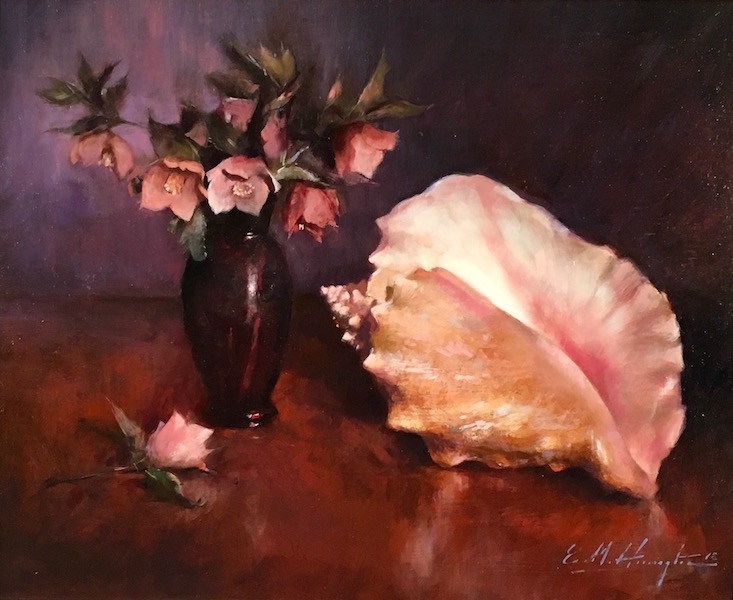 LENTEN ROSE with CONCH by Evan Harrington, 16 x 20 in., o/l • $3,400