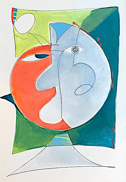 DOUBLE TALK by Rhonda Garland - 15 x 10.5 in., acrylic & ink on paper • $1,600