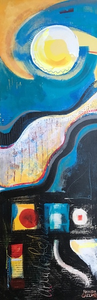 IN THE FLOW by Rhonda Garland - 36 x 12 in., acrylic on canvas • $3,000