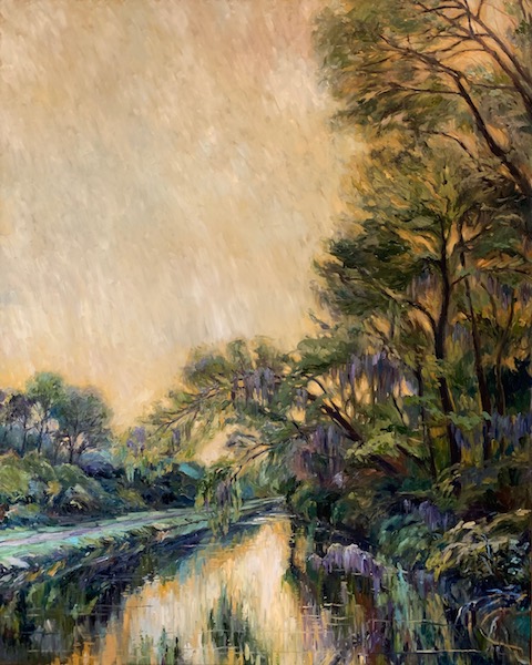 WISTERIA ON THE CANAL by Jennifer Hansen Rolli - 60 x 48 in., o/c • SOLD