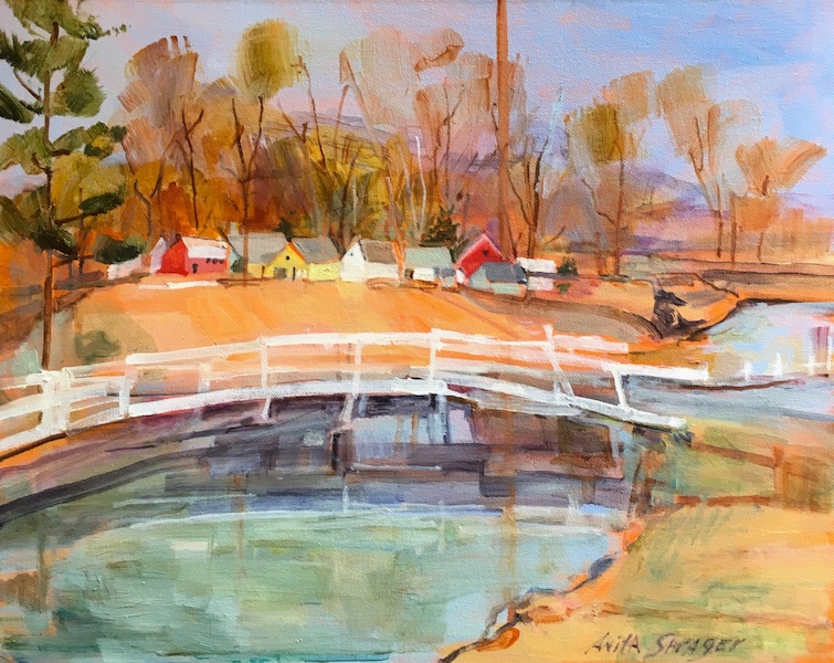 New! CANAL BRIDGE by Anita Shrager - 16 x 20 in., o/c • $3,200