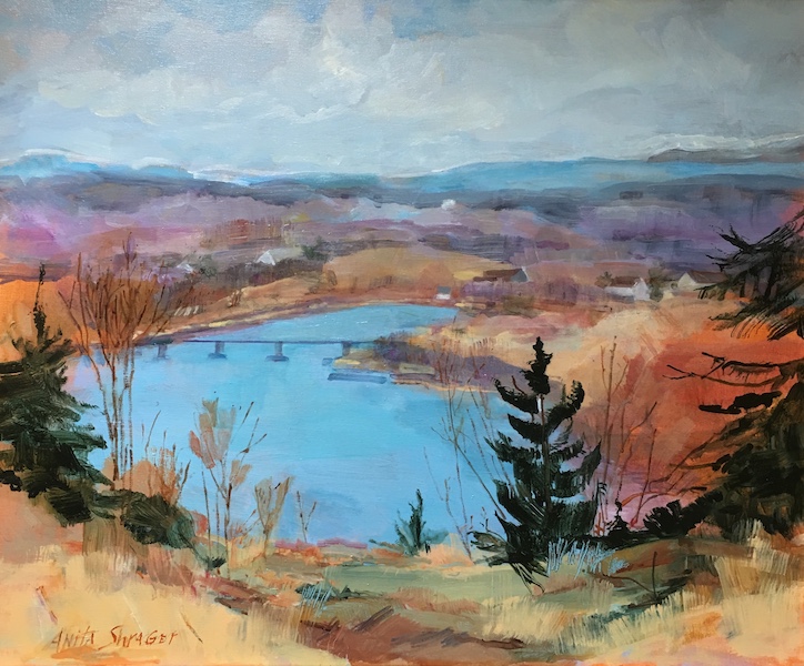 OVERLOOKING THE DELAWARE by Anita Shrager - 20 x 24 in., o/c • $4,200