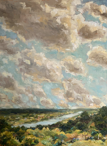 SKIES ABOVE NEW HOPE by Jennifer Hansen Rolli - 40 x 30 in., o/c • SOLD