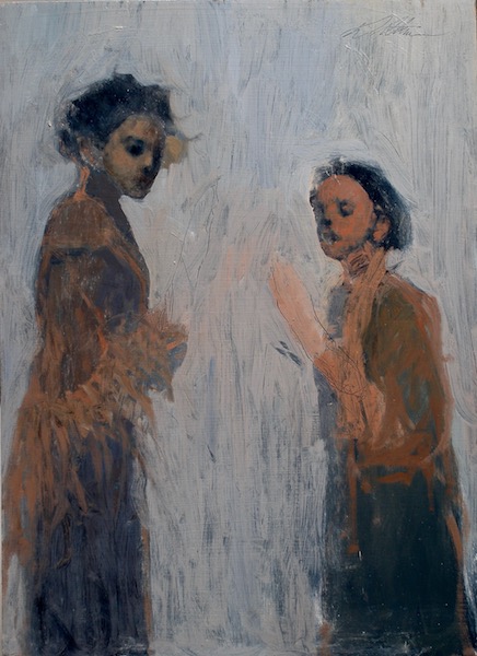 UNTITLED (TWO FIGURES_ by David Stier - 23.25 x 17 in., o/b, in artist\'s custom frame • $4,400