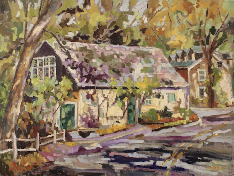 Selected as the image to advertise 2020's Phillips Mill Juried Online Art Show: PHILLIPS MILL SUMMER by Jean Childs Buzgo - 18 x 24 inches, oil on linen • SOLD
