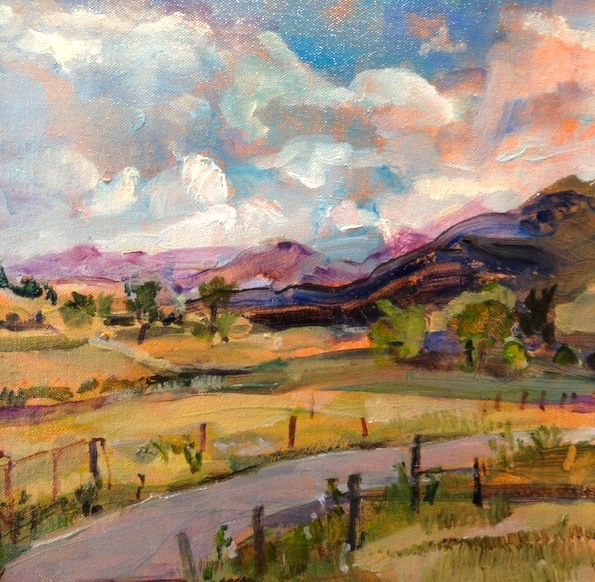 PURPLE MOUNTAIN MAJESTY by Anita Shrager - 12 x 12 in., o/c • Held in owner's private collection! (From 2014, painted in plein air outside of Boulder when Anita was living in Denver.)