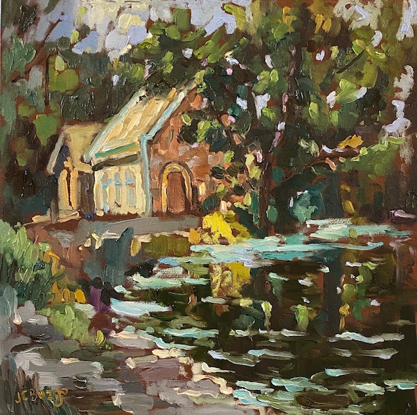 LAKE AFTON CHURCH by Jean Childs Buzgo - 10 sq. in., o/b • $1,200