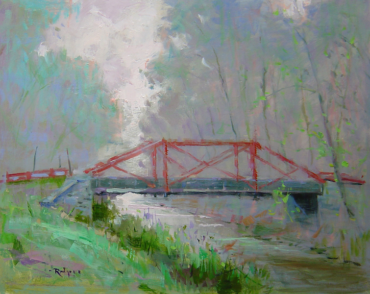 MISTY MORNING CANAL by Jim Rodgers - 16 x 20 in., o/b • $3,700