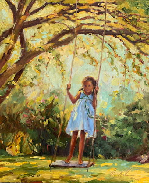 The cover of the summer 2020 issue of Bucks County Magazine: SUMMER SWING by Jennifer Hansen Rolli - 16.75 x 14 in., o/b • SOLD