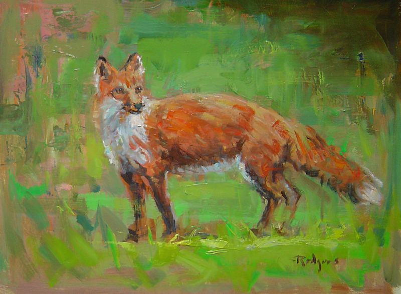 THE RED FOX by Jim Rodgers - 12 x 16 in., o/b • SOLD