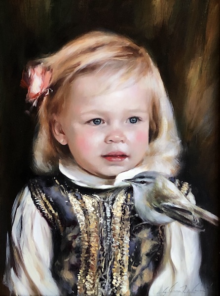 VIREO by Glenn Harrington - 16 x 12 in., oil on linen on board • SOLD Inspired by Glenn's friend, Steve Morrow, a photographer with an affinity to birds and animals!