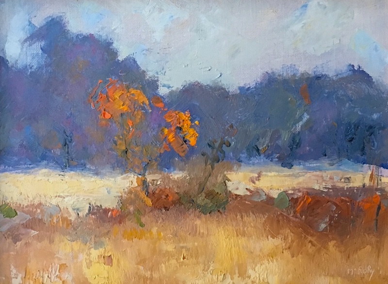 TREE IN AUTUMN by Desmond McRory - 9 x 12 in., oil on board • SOLD