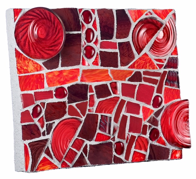 STUDY IN RED by Jonathan Mandell - 14 x 17 in., glass shard mosaic • $1,200
