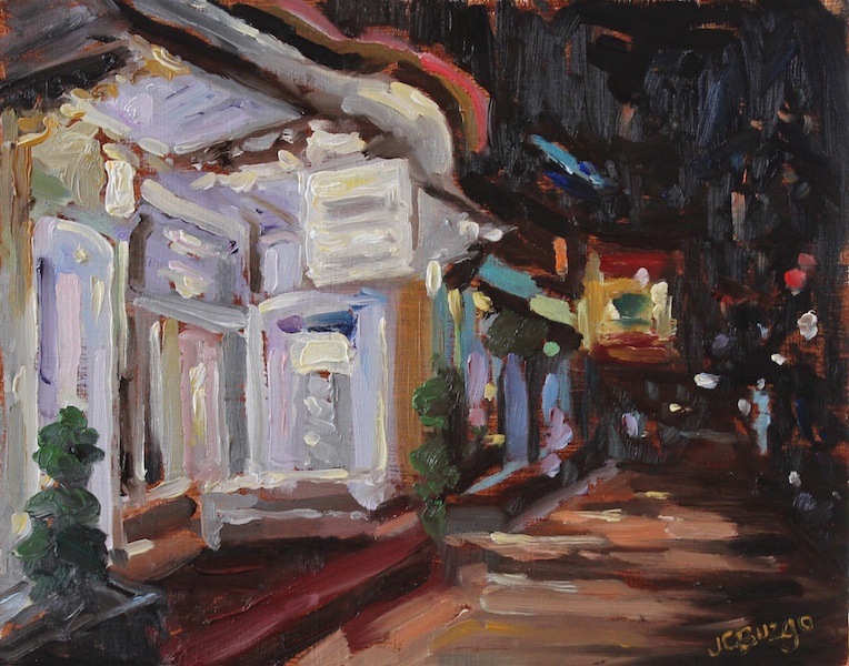 NIGHT SHOPPING, LAMBERTVILLE TRADING COMPANY by Jean Childs Buzgo - 8 x 10 in., o/b • $1,000