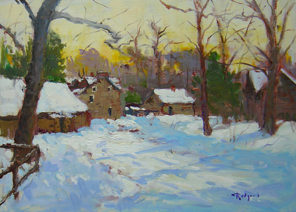 PHILLIPS MILL, EARLY MORNING by Jim Rodgers - 12 x 16 in., o/b • SOLD