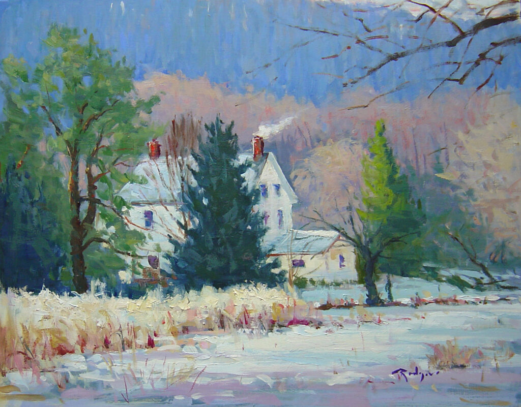 SNOW COVERED MORNING, UPPER BUCKS by Jim Rodgers - 16 x 20 in., o/b • $3,700