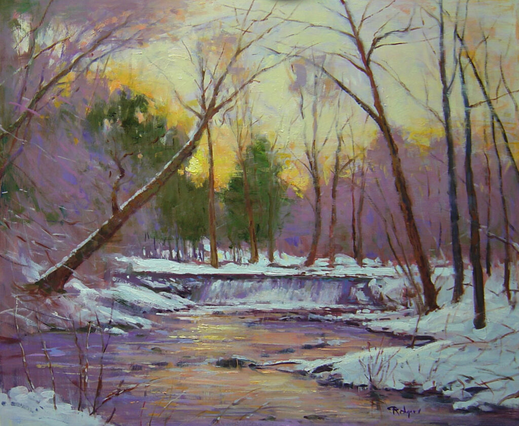 Absolutely luminous: SUNRISE ON THE CREEK by Jim Rodgers - 20 x 24 in., o/b • SOLD