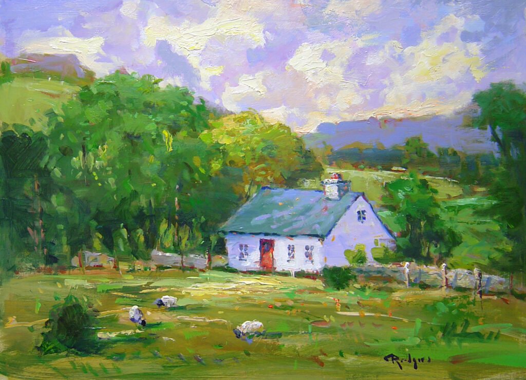 A virtual visit to Ireland: CONNEMARA COTTAGE by Jim Rodgers - 12 x 16 in., o/b • SOLD