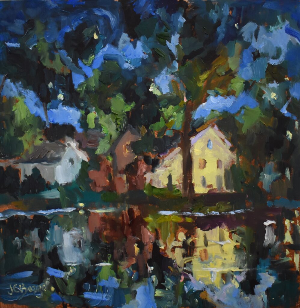 CANAL EVENING by Jean Childs Buzgo - 12 x 12 in., o/b • $1,500
