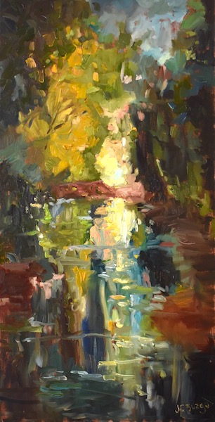 CANAL MORNING MEMORIES by Jean Childs Buzgo - 24 x 12 in., o/c • $2,100