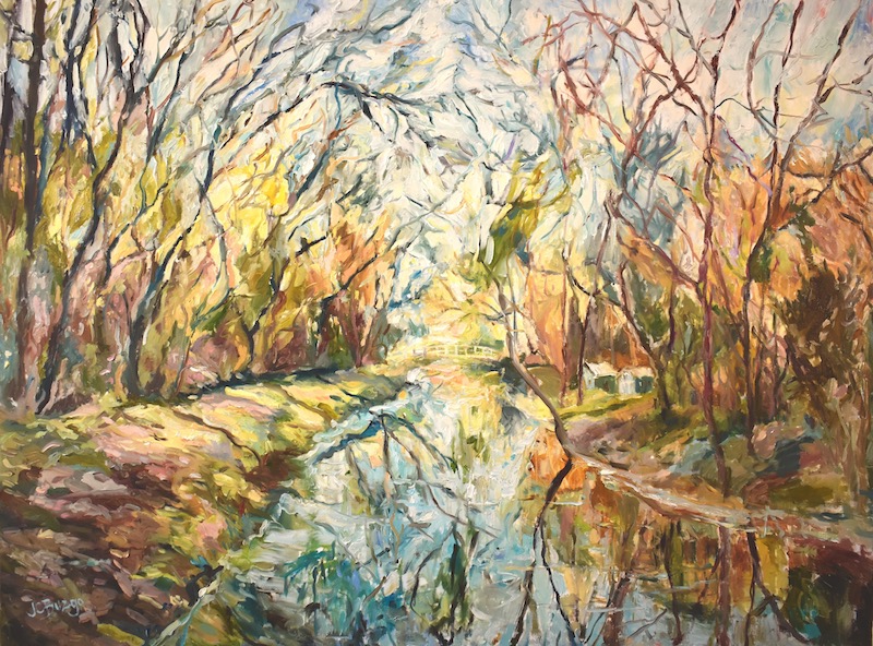 CANAL PEACE by Jean Childs Buzgo - 30 x 40 in., o/c, in custom David Madary frame • $6,500