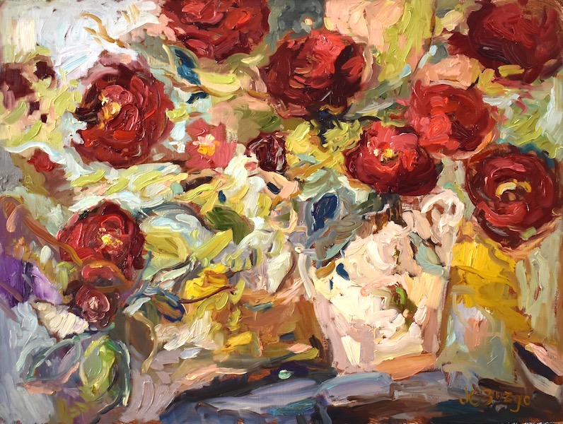 RED RED ROSES by Jean Childs Buzgo - 12 x 16 in., o/c • SOLD
