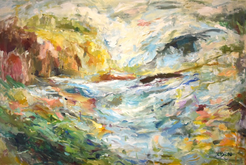 From her 2021 Solo Exhibition, Vibrance:  SPRING LANDSCAPE by Jean Childs Buzgo - 24 x 36 in., o/c • $5,500