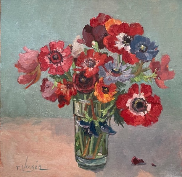 MEMORIAL DAY BOUQUET by Trisha Vergis - 14 x 14 inches, oil on canvas • SOLD