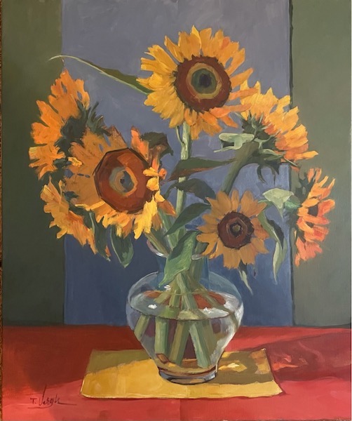 SEVEN SUNFLOWERS by Trisha Vergis - 24 x 20 inches, oil on canvas • $3,200