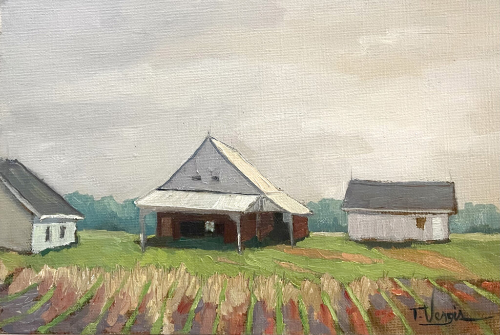  PATTERSON FARM EARLY MORNING by Trisha Vergis - 8 x 12 in., oil on canvas board, in custom Madary frame • $1,500