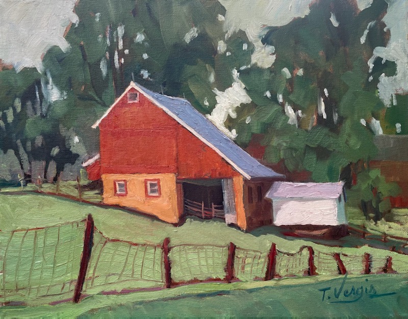 STOVER BARNS - TINICUM by Trisha Vergis - 11 x 14 inches, oil on canvas • SOLD