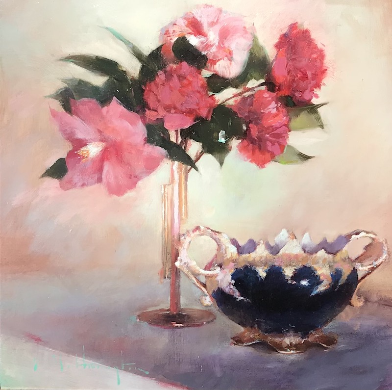OYSTER VASE by Evan Harrington - 12 inches square, oil on linen on board • $2,500