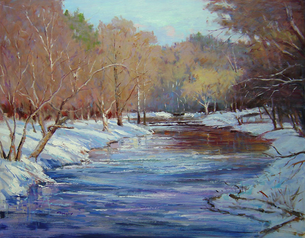 FEBRUARY ON THE CREEK by Jim Rodgers - 24 x 30 in., oil on board • SOLD