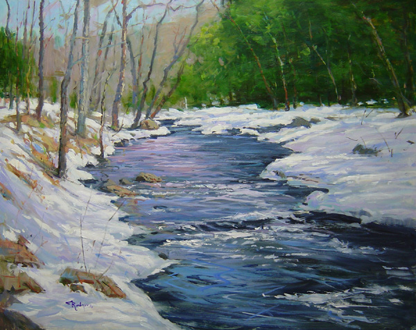 WINTER ON CARVERSVILLE CREEK by Jim Rodgers - 24 x 30 in., o/b • SOLD