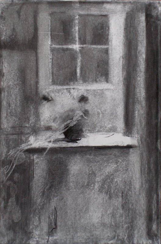 CHARCOAL WITH STUDIO DOOR by David Stier - 17 x 11 inches, matted, in custom frame by artist, museum glass • $1,200