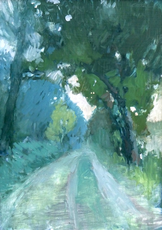 STRAIGHT AHEAD by David Stier - oil on board, 32.5 x 25 inches framed size (in handcrafted frame by artist) • SOLD