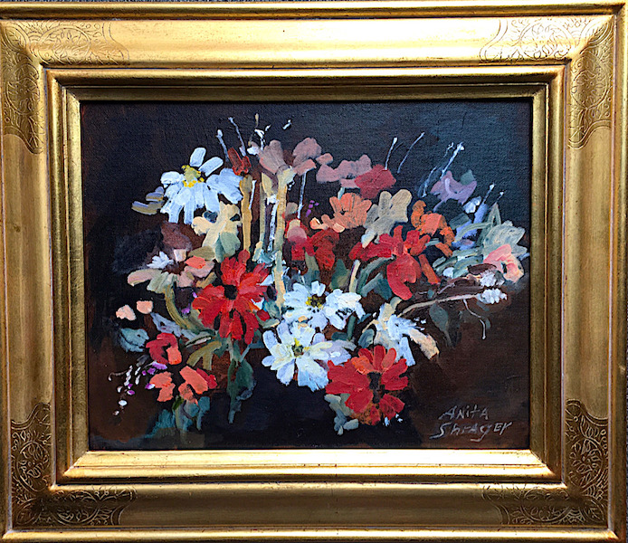 Look for this gem in the '22 Bucks County Designer House, tight here in Holicong! VICTORIAN BOUQUET by Anita Shrager - 11 x 14 inches, oil on canvas, as shown in custom David Madary frame • NFS