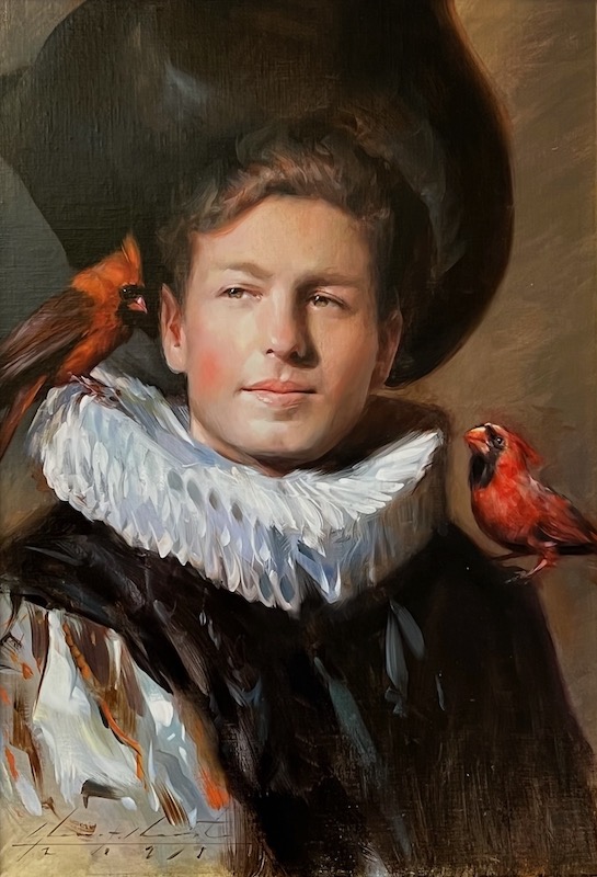 Just in:  CARDINALS AND OLD LACE by Glenn Harrington - 20 x 14 inches, oil on linen on board • $8,250