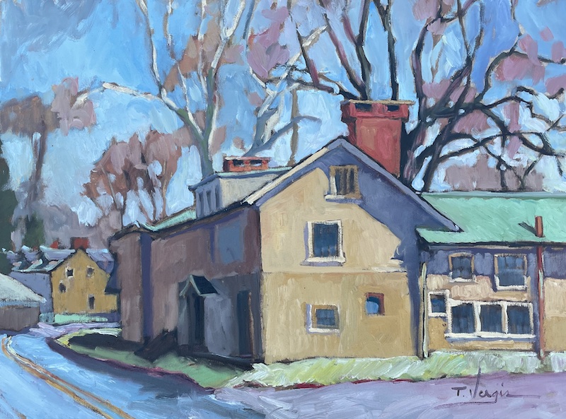 EARLY MARCH, ENTERING PHILLIPS' MILL by Trisha Vergis - 18 x 24 inches, oil on canvas • $3,000