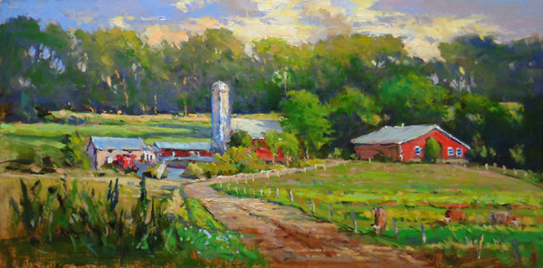 STATE COLLEGE, SUMMER EVENING by Jim Rodgers - 12 x 24 in., o/b • $3,700