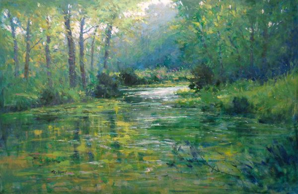 SUMMER STREAM, PIPERSVILLE by Jim Rodgers - 24 x 36 in., o/b • SOLD